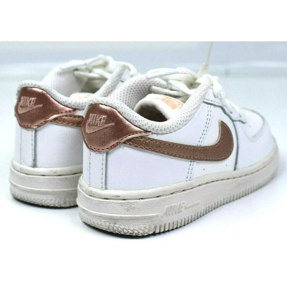 Nike Air Force 1 (TD) White and Bronze Toddler Shoes Size 8c